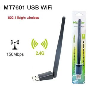 2024 MT7601 CHIP WIRESS Network Carte 2DB GRANDE ANTENNE SET-TOP TOP EXTÉRIEUR WIFI SIGNAL USB PRÉCESSION EN PROCACTION 150 Mbps pour le signal USB Réception