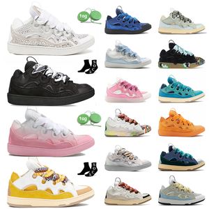 2024 Nouvelle arrivée Baskets en cuir Curb Designer Lavin Chaussures Rose Jaune Vert Femmes Hommes Casual Lavins Nappa Cuir de veau Brevet en relief Mère Enfant Plate-forme Baskets