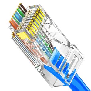 2024 NOUVEAU ESCAM 10PCS / 30PCS RJ45 Connecteurs Cat6 Passement par EZ pour serrer la fiche modulaire pour le câble réseau brun solide pour ESCAM RJ45