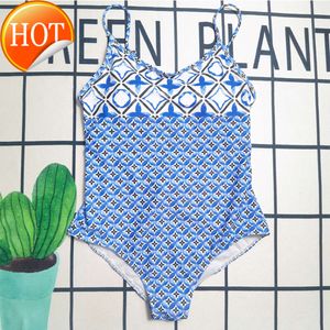 2024 Nouveau créateur de mode en gros de maillots de bain pour femmes sexy femme une pièce Femmes de plage swinsuit bleu blanc imprimé maillot de bain pais