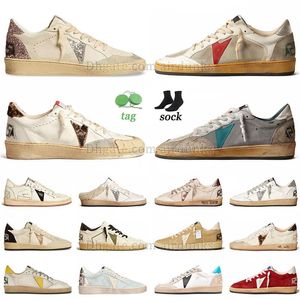 2024 Nuevo Golden Dirty Old Designer Zapatos OG Casual Negro Blanco Italia Dirty Old Vintage Ball-Star Hombres Mujeres Ball Star Mens Trainers Gold Sliver Lentejuelas Zapatillas Mocasines