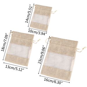 2024 NOUVELLE BAG ORGANZA Burlap en lin avec cordon pour la fête de mariage Favors Cosmetic