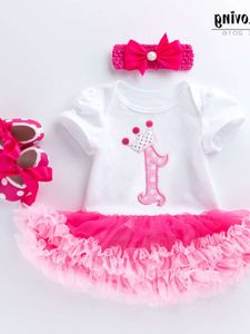 2024 recién nacido 2024 vestido de hanyi vestido de niñas dibujos animados rosa rojo vestido princesa vestida para niños moda