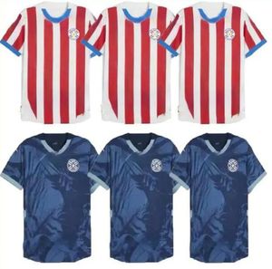 2024 Jersey de football paraguay 2025 Copa America Camisetas de Futbol Home Football Shirt 24 25 Home Red White Away Away Blue Blue Football Shirts Men Kid Kit Top Size S-4xl