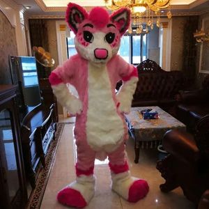 2024 Pink Fursuit Husky Mascot Costume Party Juego de juegos Publicidad Carnaval Halloween Christmas para adultos