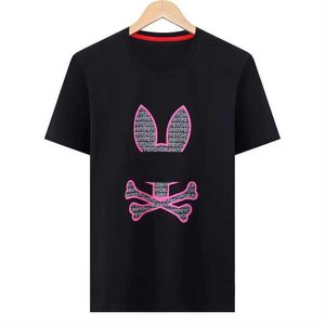 2024 Psyco Bunny Shirts Diseñador American Skull Patrón de conejo Cabeza de algodón Camas de algodón Mujeres Mujeres de mangas cortas de mangas cortas de verano 2652