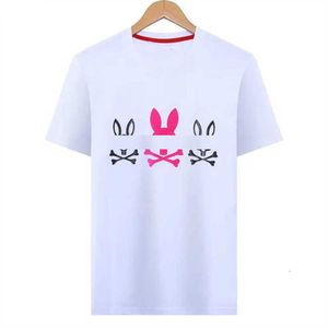 2024 Psyco Bunny Shirts Diseñador American Skull Patrón de conejo Camas de algodón Camas de algodón Mujeres Mangas informales Camiseta de verano Lyu8
