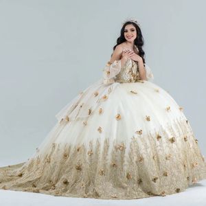 2024 Sexy Chérie Quinceanera Robes Appliques Dentelle Perles Tulle Robe De Bal Princesse Junior Robe De Soirée Douce 16 Robe Robes 15 Anos