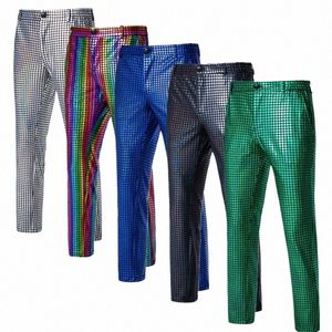 2024 Printemps Nouveau Pantalon de costume à carreaux vert vif Pantalon Fi pour hommes Noir Bleu Sier Pantales Hombre S4mB #