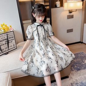 2024 été enfants et filles printemps chinois Qipao princesse jeunesse nouvel an robe à fleurs vêtements 4 7 8 9 10 12 14 240402