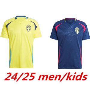 2024 Suecia camiseta de fútbol 24 25 IBRAHIMOVIC FORSBERG CLAESSON camisetas Kids Uniform Set kits home amarillo ISAK KULUSEVSKI GUSTAFSON 2025 maillot camiseta de fútbol 999