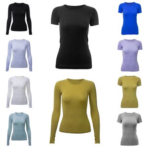 2024 tech 1.0 t-shirt haut ajusté pour femmes yoga étirement t-shirts de couleur unie élastiques et respirants entraînement de fitness avec t-shirt solide nécessaire