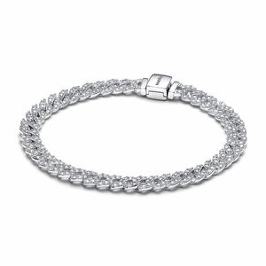 2024 La nueva pulsera de plata 925 brillante con forma de corazón y sol, pulsera DIY para parejas