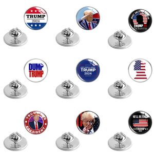 Broches de vêtements en verre de cristal Trump, épingles d'insigne en métal pour l'élection américaine, 2024