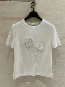Livraison Gratuite 2024 Blanc O Cou Manches Courtes Pull Applique Femmes Tshirt Designer Haut Pour Femme 3271