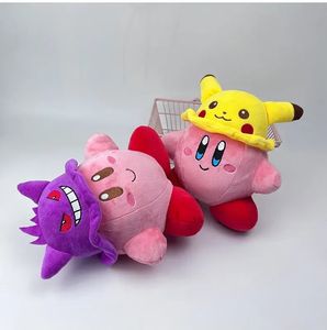 Kirby portant un chapeau, jouets en peluche, jeux pour enfants, camarades de jeu, cadeaux de vacances, ornements de salle, vente en gros, nouveaux produits 2024