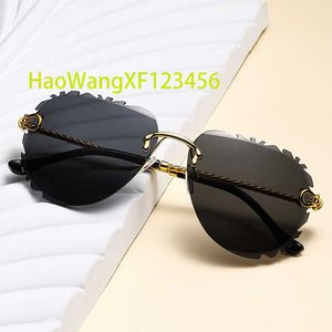 2024 Strares en gros cadres en métal Miroir de diamant Miroir Ligne verres de soleil Rondeau Round Coup Edge Ocean Lens Sunglasses