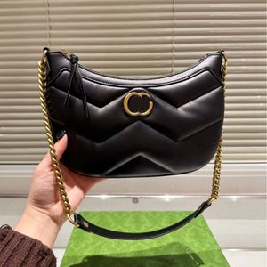 2024 Mujer Luna Bolsas de hombro Bolsa de diseñador Bolsas de cadena de lujo Moda Hobos Lady Monedero Hobo Tote Patrón de onda Cuero 5A