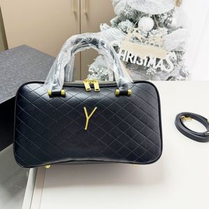 2024 Mujer Bowling Bolsos de hombro Bolso de diseñador Bolso de lujo Bolso de cosméticos crossbody Tote de diamantes Negro Marrón Cuero esmerilado 5A