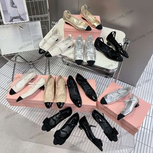 2024 mujeres slingbacks logo sandalias marca puntera ballet pisos zapatos de diseñador alpargatas bailarinas tacones bajos fiesta vestido de novia bombas mulas plata oro