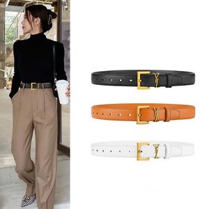 2024 Womens Top Quality Genuine Leather LLLLS Designer Fashionable High End Cowhide Needle Button Belt with Dress and Jeans SAINT Ts