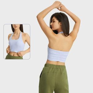 2024 Yoga Lu Bra Lu Lu Halter Neck Sport Bra Backless Sexy Underwear Femmes Top Gym Push Up Up Brasier Run Workout Bralette Fiess Crop Lingerie Le Sier Lette