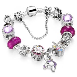 2024designer Pandorabracelet Serpent Os Famille Pendentif Pour Femmes Violet Licorne Chaîne Décoration Bracelet Perlé