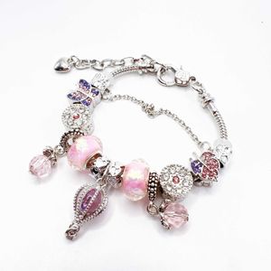 2024designer pandorabracelet cobra osso rosa balão pingente grand slam pulseira jóias com contas de borboleta ajustável