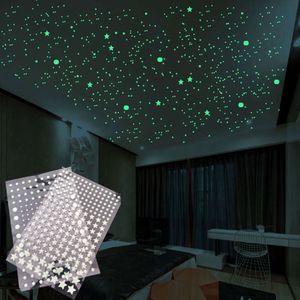 Autocollants muraux lumineux petites étoiles et points circulaires, sparadrap muraux à bulles 3d pour chambre d'enfants, brille dans la nuit, 202 pièces/ensemble