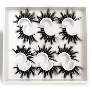 20 cm Fluffy Mink Pestionas 6 pares 5d Eyelash Eye hechos a mano pestañas postizas individuales suaves de maquillaje de maquillaje largo y grueso para la fiesta a granel