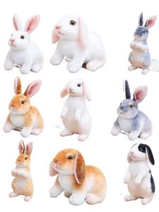 20cm Simulation Cute Rabbit Plush Dolls Fur Realistic Kawaii Animal Easter Bunny Toy Model Gift Home Decoration