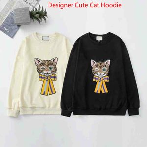 20FW Gato lindo Diseño Bordado Sudadera Hombres Moda Sudadera con capucha Lentejuelas Letras Streetwear Casual Suéter Italia Homme Ropa de invierno M-2XL