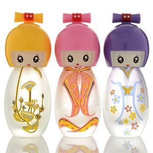Botella de perfume de cristal de color de muñeca de dibujos animados de 20 ML, dispensador de botellas cosméticas de vidrio con tornillo, botellas vacías portátiles en stock, envío rápido