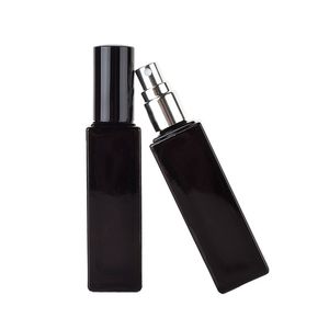 Botellas de spray de vidrio negro mate cuadrado de 20 ml con tapa de bomba de pulverizador de niebla fina dorada-plata-negra para perfume, aceite esencial, esencia