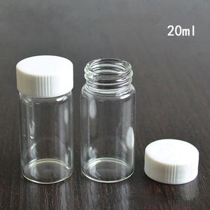 Frascos de reactivo vacíos de vidrio transparente de 20ml, frascos cosméticos redondos, embalaje portátil de mano, botellas farmacéuticas, frascos