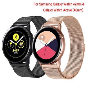 Bracelet à boucle milanaise de 20mm, pour Samsung Galaxy Watch Active 40mm/Galaxy Watch 42mm, Bracelet magnétique en acier inoxydable