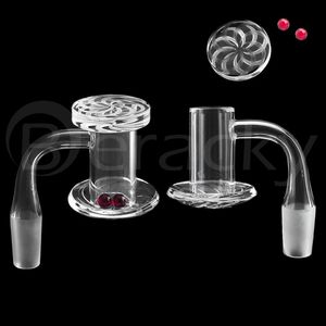 20mmOD biseauté bord quartz banger fumée avec quartz sculpture spinner cap2pcs perles rubis 4590 degrés 2,5 mm mur quartz banger clous pour plates-formes Dab