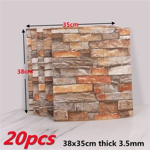 20pcs 3D Brick Wall Stickers Wallpaper Living Room Bedroom TV Wall Decor XPE Foam Waterproof Wall Pegatinas Pared Self Adhesive 220504