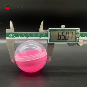 20pcs 65 mm medio transparente medio color sorpresa bola plástica cápsula de juguete body recipiente redondo de contenedor para expendedora de la máquina