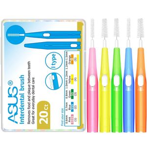 20pcs / boîte de dents dentaire Brosse interdentaire dentaire 0,6 à 1,5 mm Nettoyage entre les dents Oral Soins orthodontique I Forme de lantaire Floss