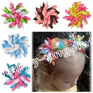 20pcs Baby Curlers Child's Ribbon Hair Bows Flowers Clips Corker Hair Barrettes Korker Ribbon Coies Bobles Bobs Hair Acpes232W