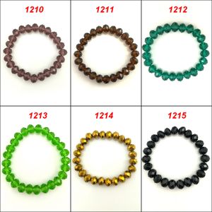 Bracelet en perles de cristal à facettes pour femmes, 20 pièces/lot, 10mm, élastique, pour Promotion, vente en gros, 1210 – 1215, Six couleurs