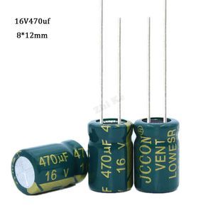 20pcs/lot 470uf16V Low ESR/Impedance high frequency aluminum electrolytic capacitor size 8*12 16V 470uf 20% 105C
