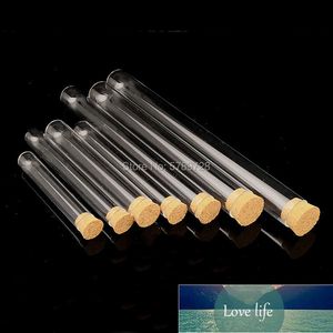 Tubes à essai en verre transparent à fond rond, de différentes tailles, avec bouchon en liège, utilisés pour les expériences de réaction chimique, 20 pièces/lot