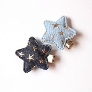 20 unids/lote, accesorios para el cabello de vaquero, horquillas para niños en forma de estrella con Mini estrellas doradas, pasador de pelo coreano para niñas pequeñas, azul Naby