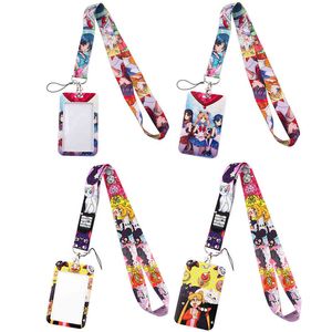 20 pcs/lot J2503 Anime porte-clés clés Badge ID téléphone portable corde enfants cadeaux longe avec porte-carte couverture pour les filles