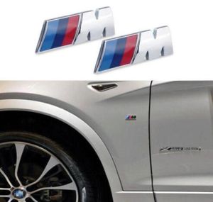 20pcs / lot Premium MSPORT pour BMW Car Chrome Emblem Wing Badge Logo Autocollant 45mm4493437