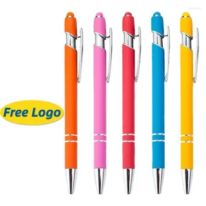 20pcs Metal Ballpoint Pen Wholesale Business Office Oxydation Rod Advertising Promotional Gift Set Free Logo