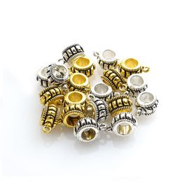 20 pcs Nouveaux perles d'espaceur à gros trou Charms Vintage Modèle Antique Gold Silver Color Alliage Perle DIY Bijoux Bracelets Gift accessoire