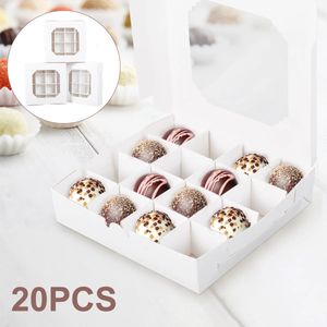 20pcs boîtes à cupcakes de fête vide blanc cadeau bonbons boxex inserts séparateur de fenêtre transparent sac d'emballage de gâteau au chocolat fournitures de fête 240322